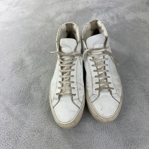 Common Projects Men's Size 13 US/46 EU Achilles Hi-Top White Leather Sneakers - Picture 9 of 13